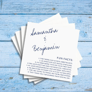 Serviette En Papier Moderne écrit à la main Marine Bleu Fun Faits Mari