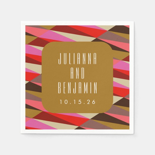 Serviette En Papier Moderne Elégant Art Déco Mariage géométrique perso (Devant)