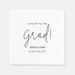 Serviette En Papier Moderne Élégant Blanc Félicitations Diplômé
