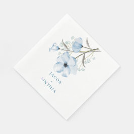 Serviette En Papier Moderne Elegant Chic Dusty Mariage bleu