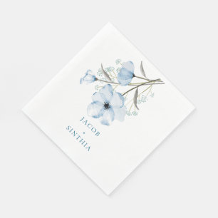 Serviette En Papier Moderne Elegant Chic Dusty Mariage bleu