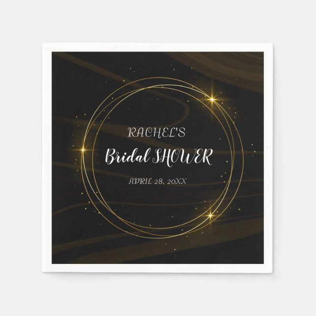 Serviette En Papier Moderne Elegant Chic or Lumière (Devant)