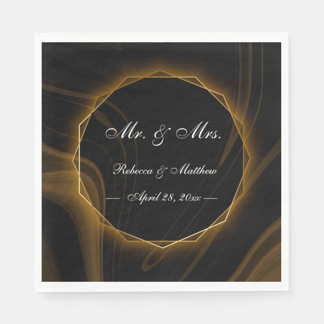 Serviette En Papier Moderne Elegant Chic or Lumière (Devant)