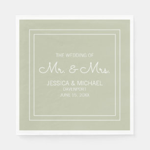 Serviette En Papier Moderne Elegant Chic Sage Vert Mariage blanc
