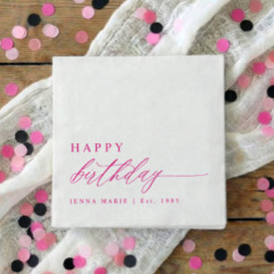 Serviette En Papier Moderne Élégant Simple Rose Joyeux Anniversaire