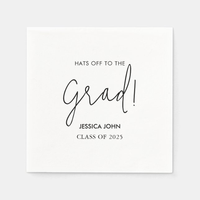 Serviette En Papier Moderne Elegant White Félicitations Diplôme (Devant)
