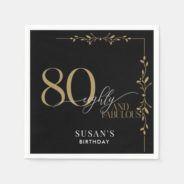 Serviette En Papier Moderne élégante calligraphie 80e anniversaire (Devant)