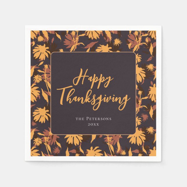 Serviette En Papier Moderne et élégant Bon thanksgiving Coneflowers (Devant)