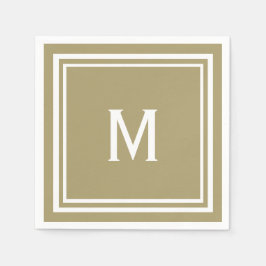 Serviette En Papier Moderne et élégant kaki tan monogramme