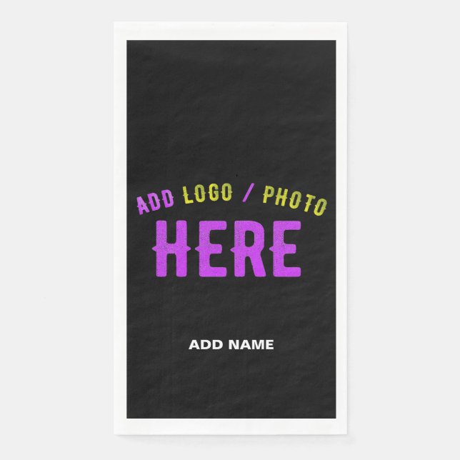 SERVIETTE EN PAPIER MODERNE ET MODERNE PERSONNALISABLE NOIR VÉRIFIÉ (Devant)