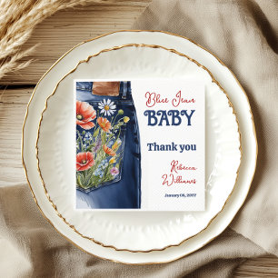 Serviette En Papier Moderne Floral Rouge Bleu Denim Bleu Jean Baby sho