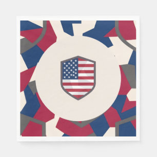 Serviette En Papier Moderne Géométrique Militaire Patriotique Fier Par