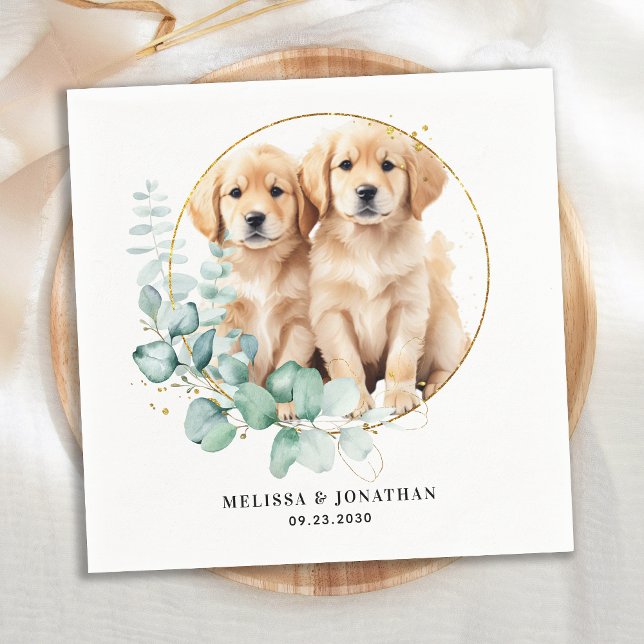 Serviette En Papier Moderne Golden Retriever Custom Pet Dog Mariage (Créateur téléchargé)