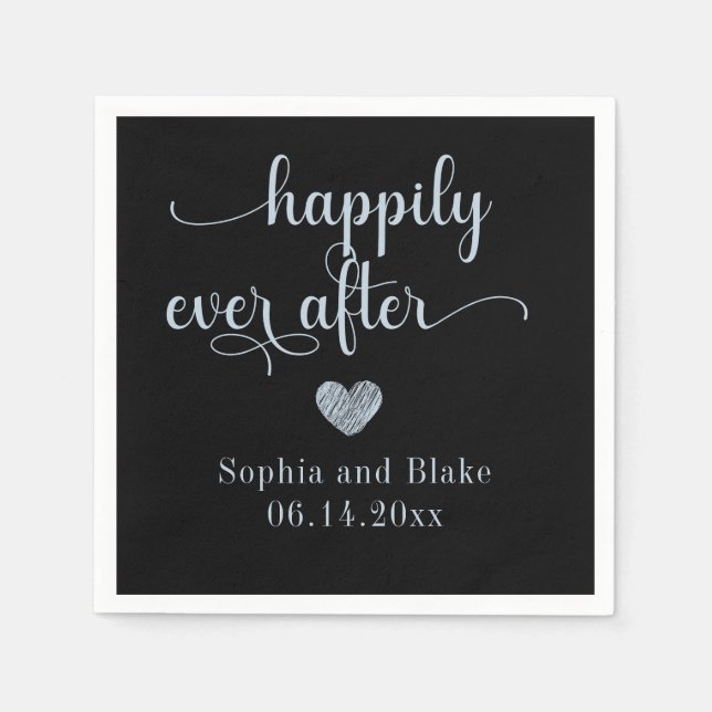Serviette En Papier Moderne Heureux Jamais Après Mariage serviettes (Devant)