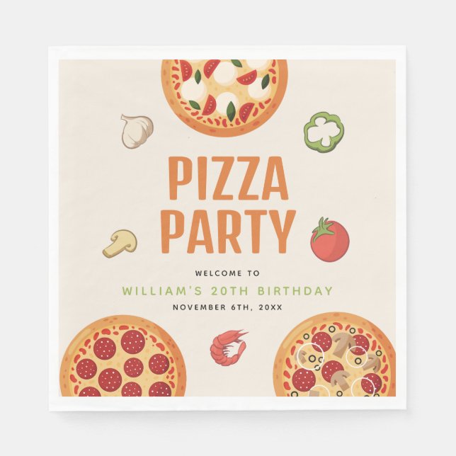 Serviette En Papier Moderne & Italien Fête de pizza pour toutes les oc (Devant)