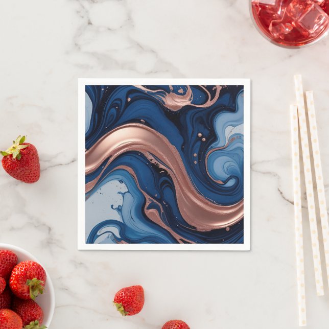 Serviette En Papier Moderne Luxe Liquid Metal Abstrait (En situation)