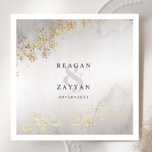 Serviette En Papier Moderne Luxe Paillettes Dorées Napperons Mariage G