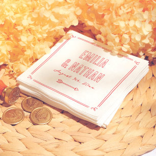 Serviette En Papier Moderne Mariage Cupidon Rétro Dessiné à la Main Gr