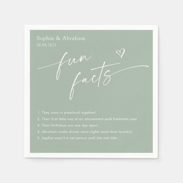 Serviette En Papier Moderne Mariage de faits amusants en couple (Devant)