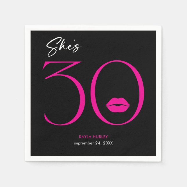 Serviette En Papier Moderne minimal rose lèvres Elle a trente ans (Devant)