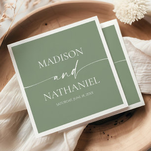 Serviette En Papier Moderne minimaliste Élégant Sage Mariage vert