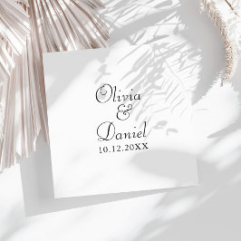 Serviette En Papier Moderne minimaliste Mariage noir et blanc