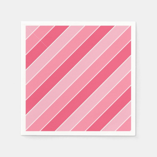 Serviette En Papier Moderne modèle vierge rayé rose rouge blanc (Devant)