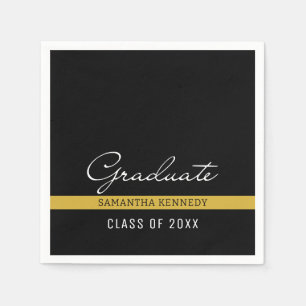 Serviette En Papier Moderne Noir et Or 2025 Graduation