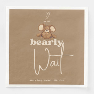 Serviette En Papier Moderne nous pouvons attendre Baby shower