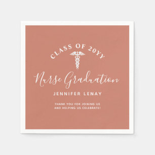 Serviette En Papier Moderne Nurse Grad Terracotta Orange Personnalisé