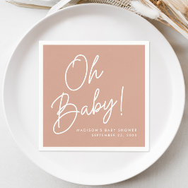 Serviette En Papier Moderne Oh Baby Script Blush Baby shower en terre
