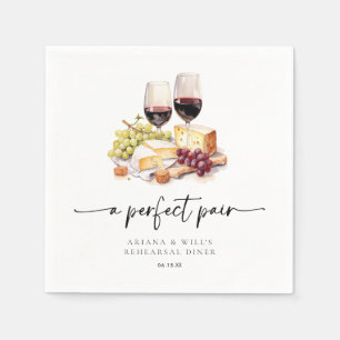 Serviette En Papier Moderne Parfait Paire Aquarelle Vin & Fromage