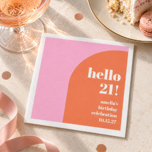 Serviette En Papier Moderne Personnalisé Anniversaire 21 Ans Rose Oran