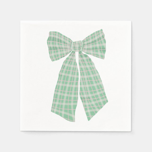 Serviette En Papier Moderne Pretty Green En vichy Romantique Coquette  (Devant)
