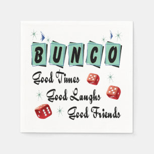 Serviette En Papier Moderne Rétro Bons amis Dice Bunco