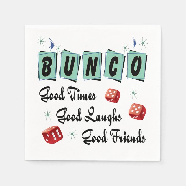 Serviette En Papier Moderne Rétro Bons amis Dice Bunco (Devant)