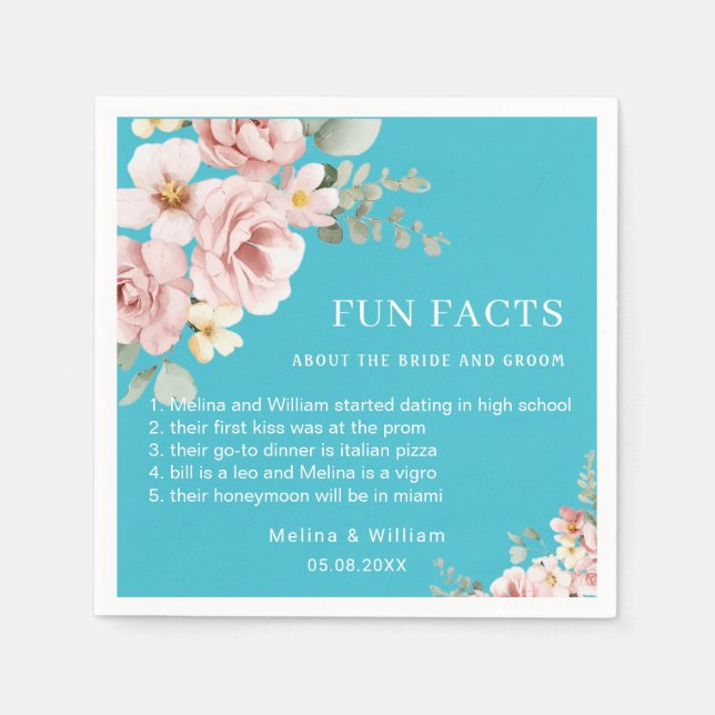 Serviette En Papier Moderne rose Floral Fun Faits Mariage (Devant)