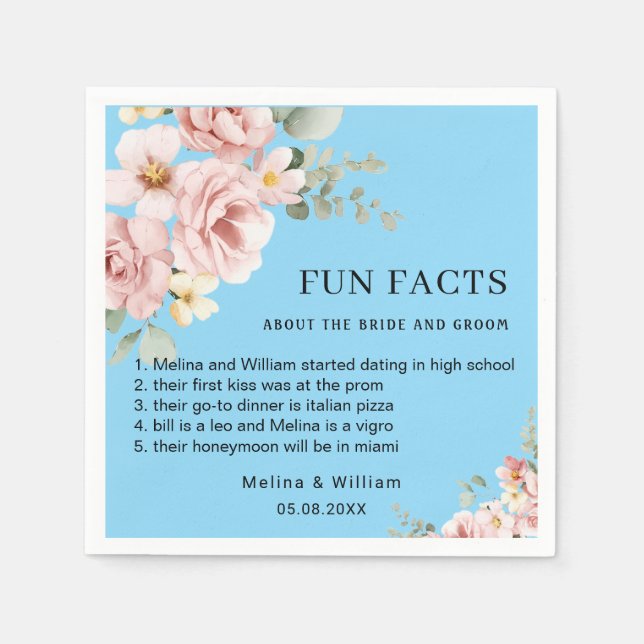 Serviette En Papier Moderne rose Floral Fun Faits Mariage (Devant)