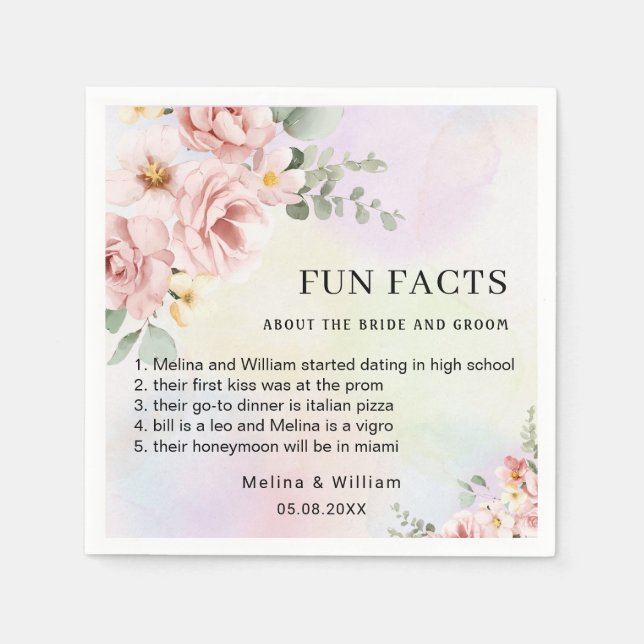 Serviette En Papier Moderne rose Floral Fun Faits Mariage (Devant)