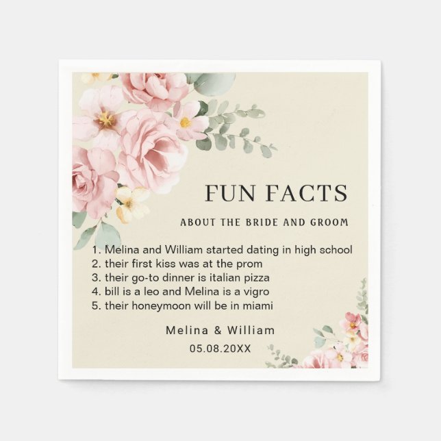 Serviette En Papier Moderne rose Floral Fun Faits Mariage (Devant)