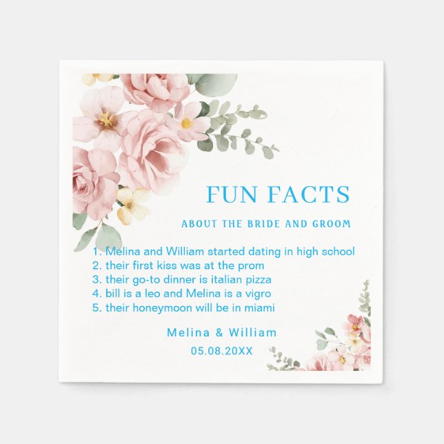 Serviette En Papier Moderne rose Floral Fun Faits Mariage (Devant)