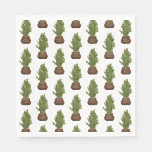 Serviette En Papier Moderne Russe Aquarelle Noël Arbre de Noël