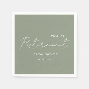Serviette En Papier Moderne Sage Green Bonne Retraite Personnalisée