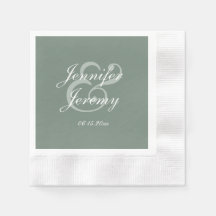 Moderne Sage Green Élégant Mariage de script blanc