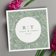 Moderne Simple Basique Vert Floral Mariage