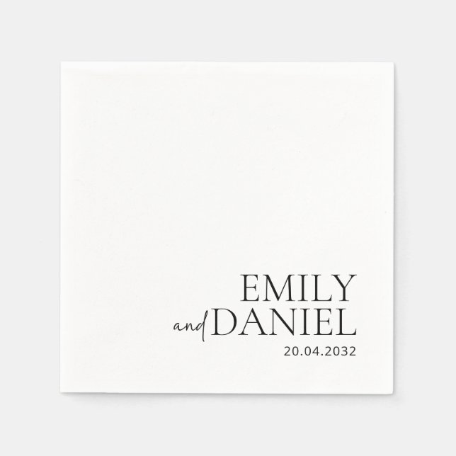 Serviette En Papier Moderne, simple, blanc et noir (Devant)