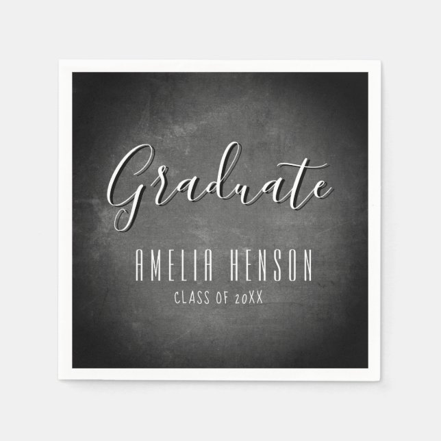 Serviette En Papier Moderne Simple Chalkboard Graduate Party (Devant)