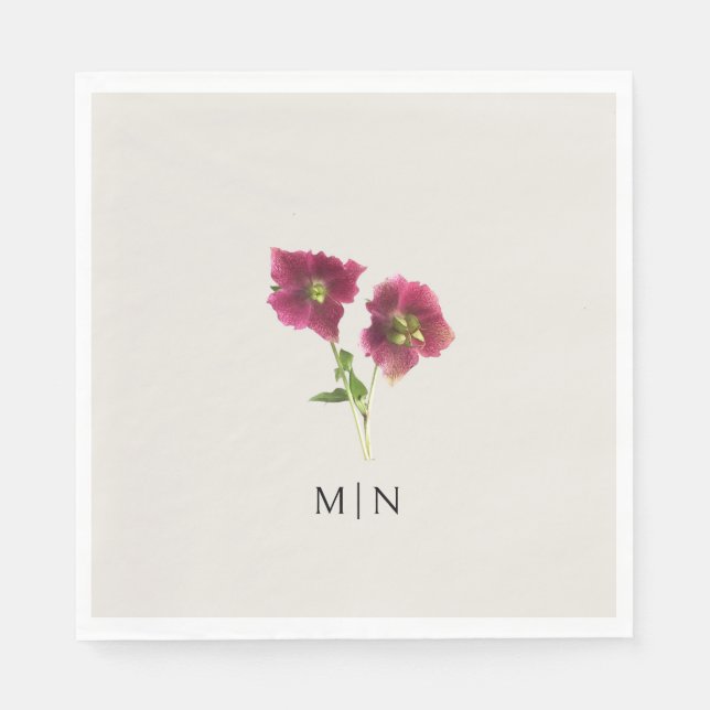 Serviette En Papier Moderne Simple Floral Mariage Magenta Violet Flowe (Devant)