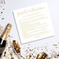 Moderne Simple Gold Fun Faits Mariage Napkins