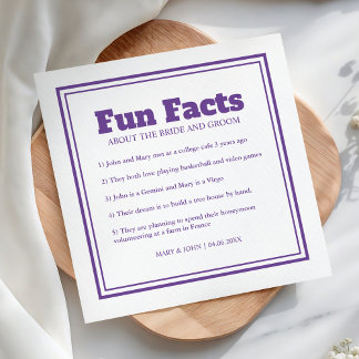 Serviette En Papier Moderne Simple Minimal Purple Fun Facts Mariage